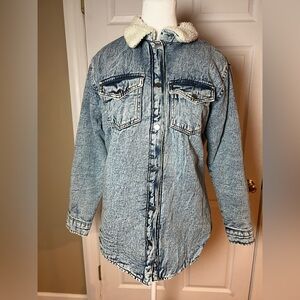Excuse Never Enough Womens Size Small Acid Wash Snap Closure Denim Jacket